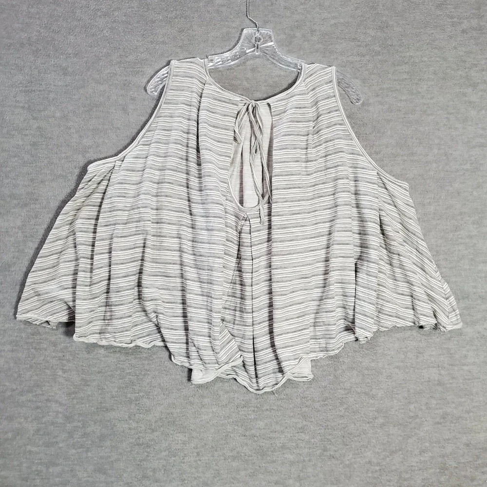 Free‎ People Women Top Large Gray Turn It Up Sleeveless Blouse Ruffle Hi Low Hem